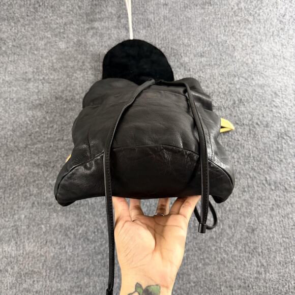 COS Unstructured Leather Backpack Drawstring Black Minimalist Casual Work Travel main image 8